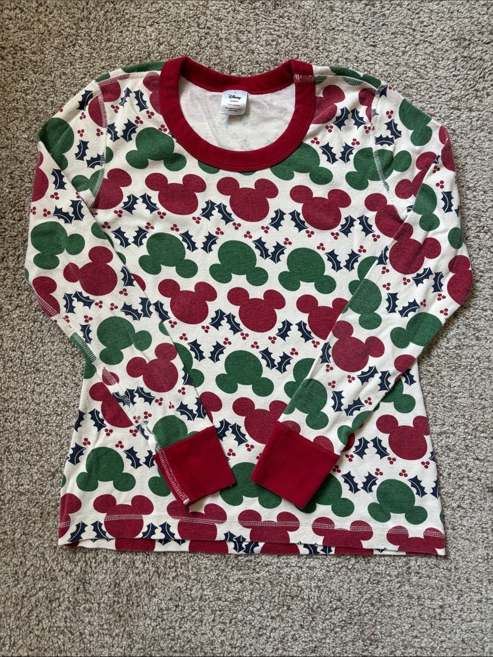 Hanna Andersson Adult 100% Organic Cotton Disney Mickey Christmas Print Top Sz S